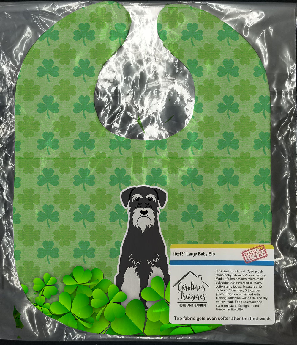Standard Schnauzer Salt and Pepper Shamrocks Baby Bib Easy-Clean Baby Bib Baby Feeding Accessory Baby Mealtime Essential, 10 x 13, Multicolor