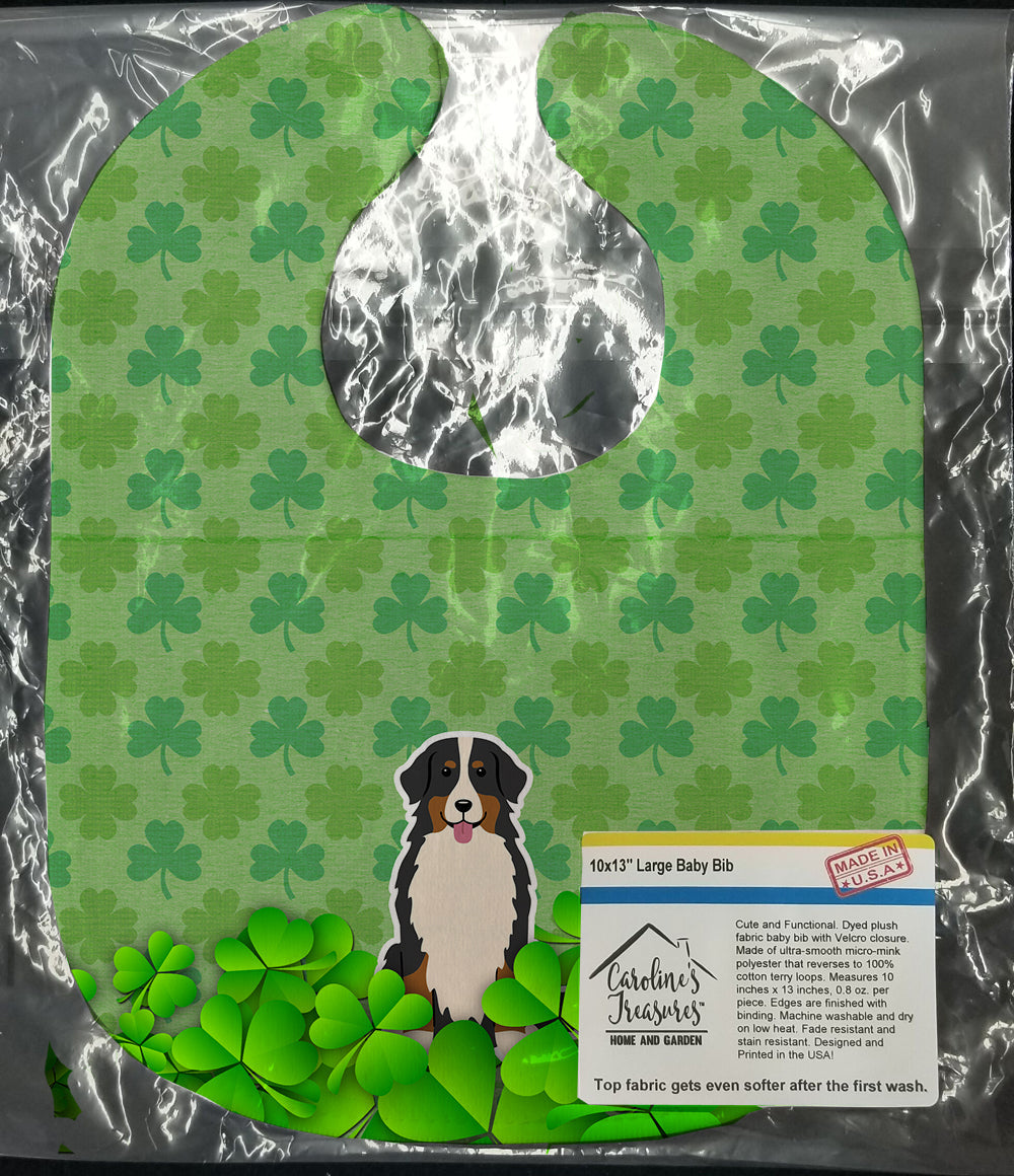 Bernese Mountain Dog Shamrocks Baby Bib Easy-Clean Baby Bib Baby Feeding Accessory Baby Mealtime Essential, 10 x 13, Multicolor