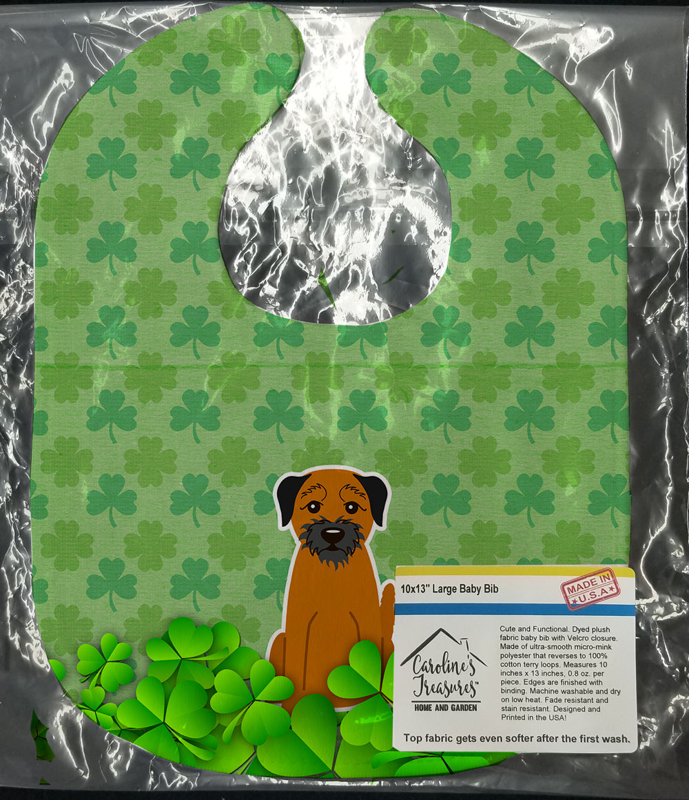 Border Terrier Shamrocks Baby Bib Easy-Clean Baby Bib Baby Feeding Accessory Baby Mealtime Essential, 10 x 13, Multicolor