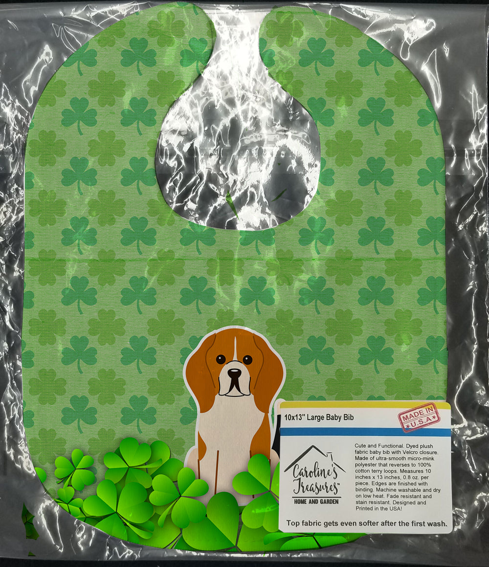 Beagle Tricolor Shamrocks Baby Bib Easy-Clean Baby Bib Baby Feeding Accessory Baby Mealtime Essential, 10 x 13, Multicolor