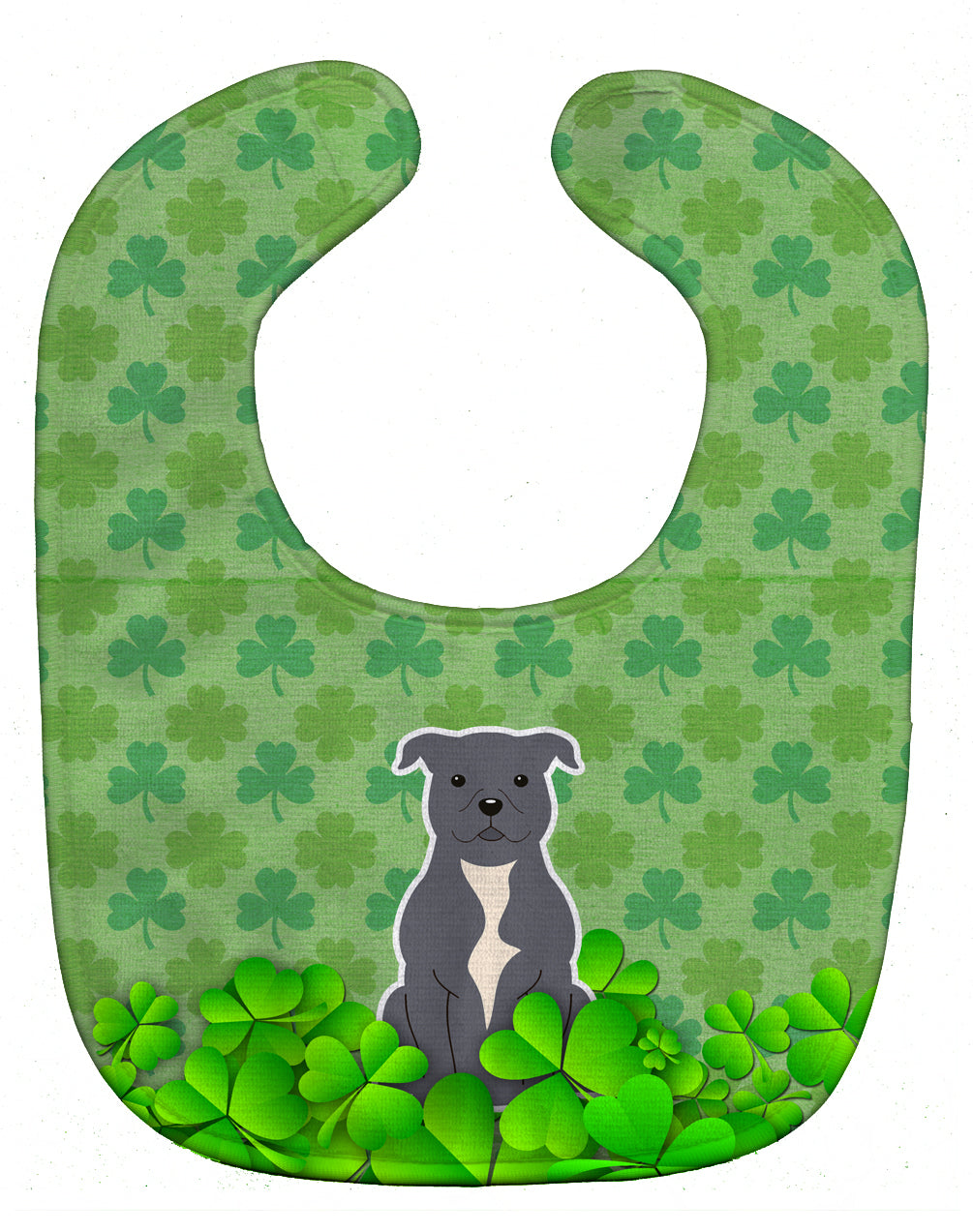 Staffordshire Bull Terrier Blue Shamrocks Baby Bib Easy-Clean Baby Bib Baby Feeding Accessory Baby Mealtime Essential, 10 x 13, Multicolor