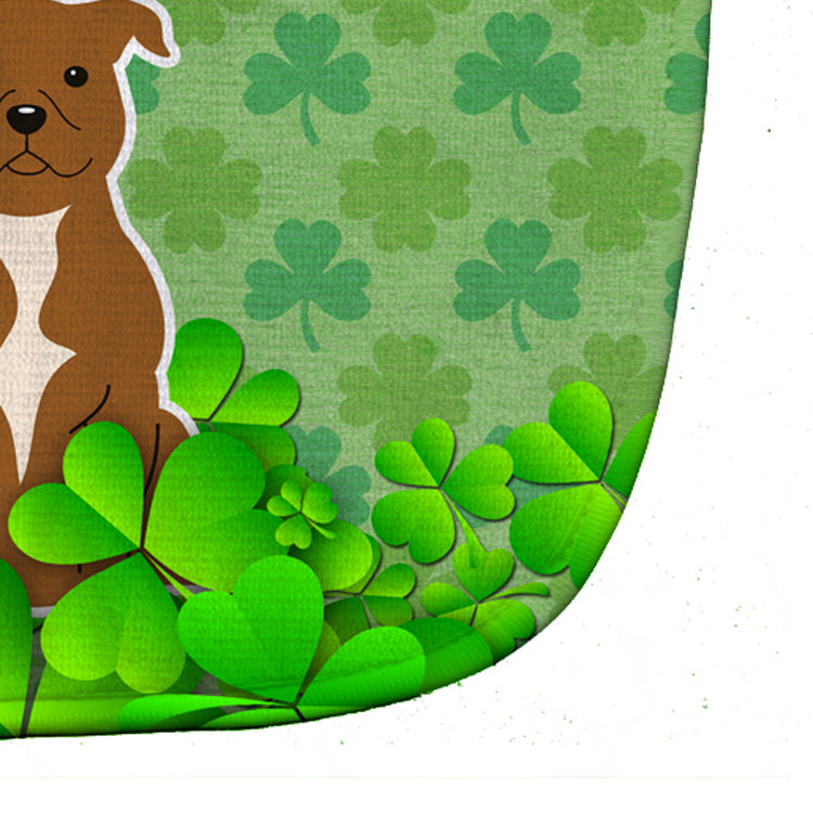 Staffordshire Bull Terrier Brown Shamrocks Baby Bib Easy-Clean Baby Bib Baby Feeding Accessory Baby Mealtime Essential, 10 x 13, Multicolor