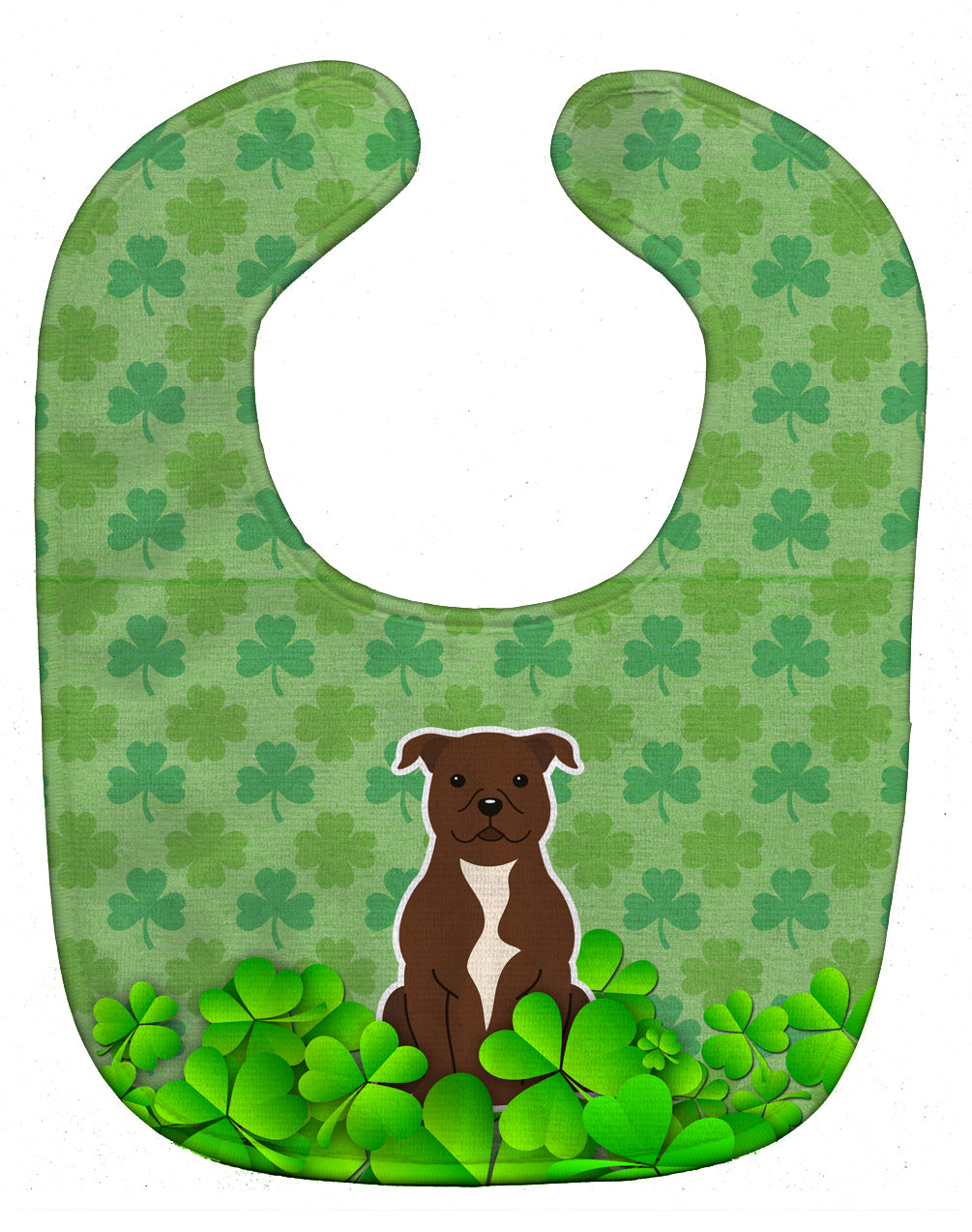 Staffordshire Bull Terrier Chocolate Shamrocks Baby Bib Easy-Clean Baby Bib Baby Feeding Accessory Baby Mealtime Essential, 10 x 13, Multicolor