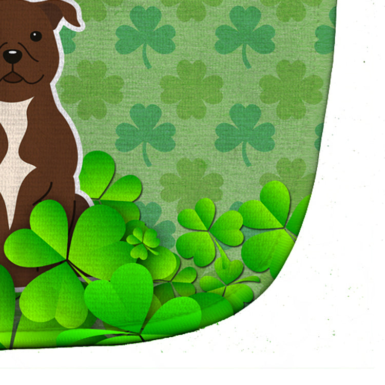 Staffordshire Bull Terrier Chocolate Shamrocks Baby Bib Easy-Clean Baby Bib Baby Feeding Accessory Baby Mealtime Essential, 10 x 13, Multicolor