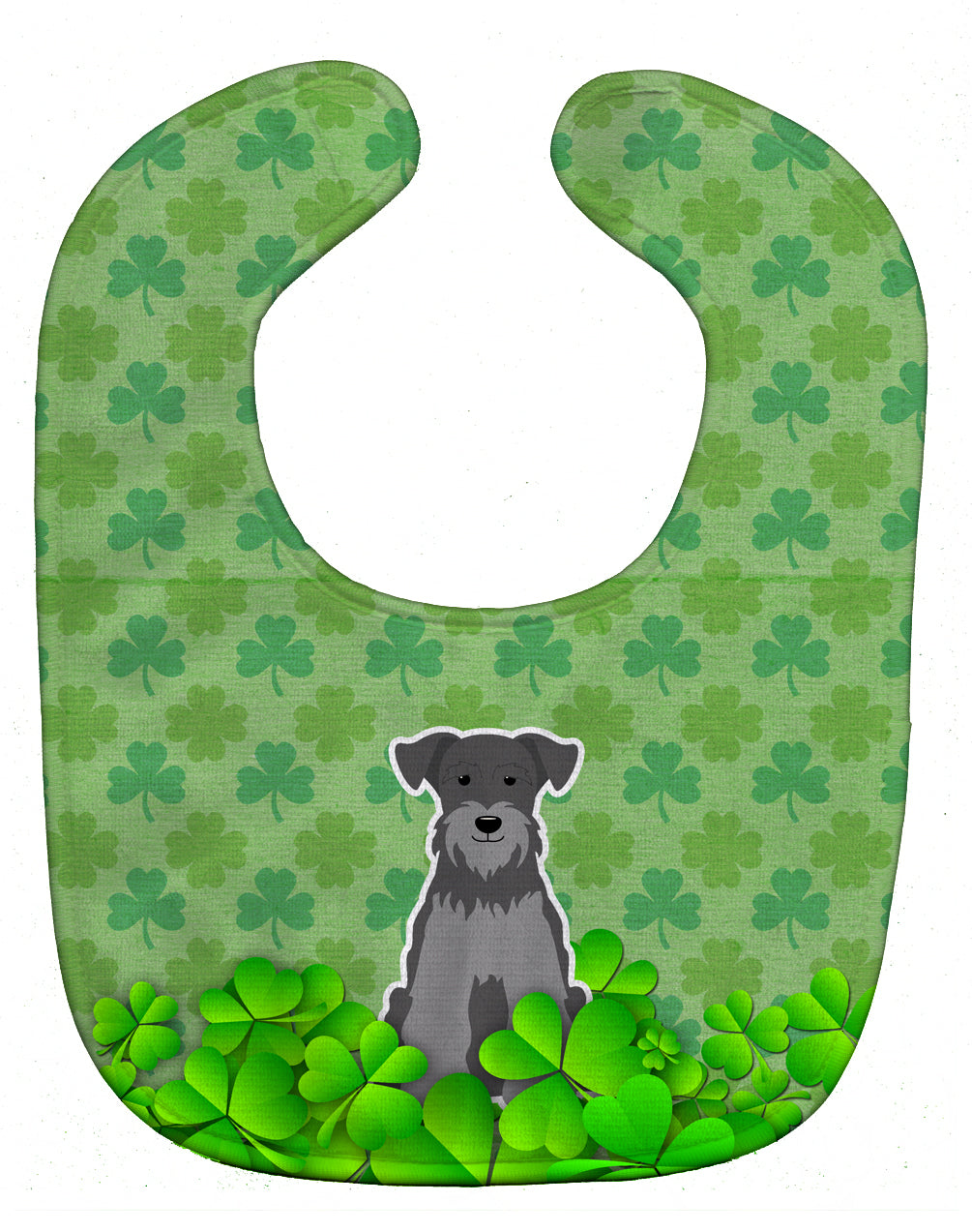Miniature Schnauzer Black Silver Shamrocks Baby Bib Easy-Clean Baby Bib Baby Feeding Accessory Baby Mealtime Essential, 10 x 13, Multicolor