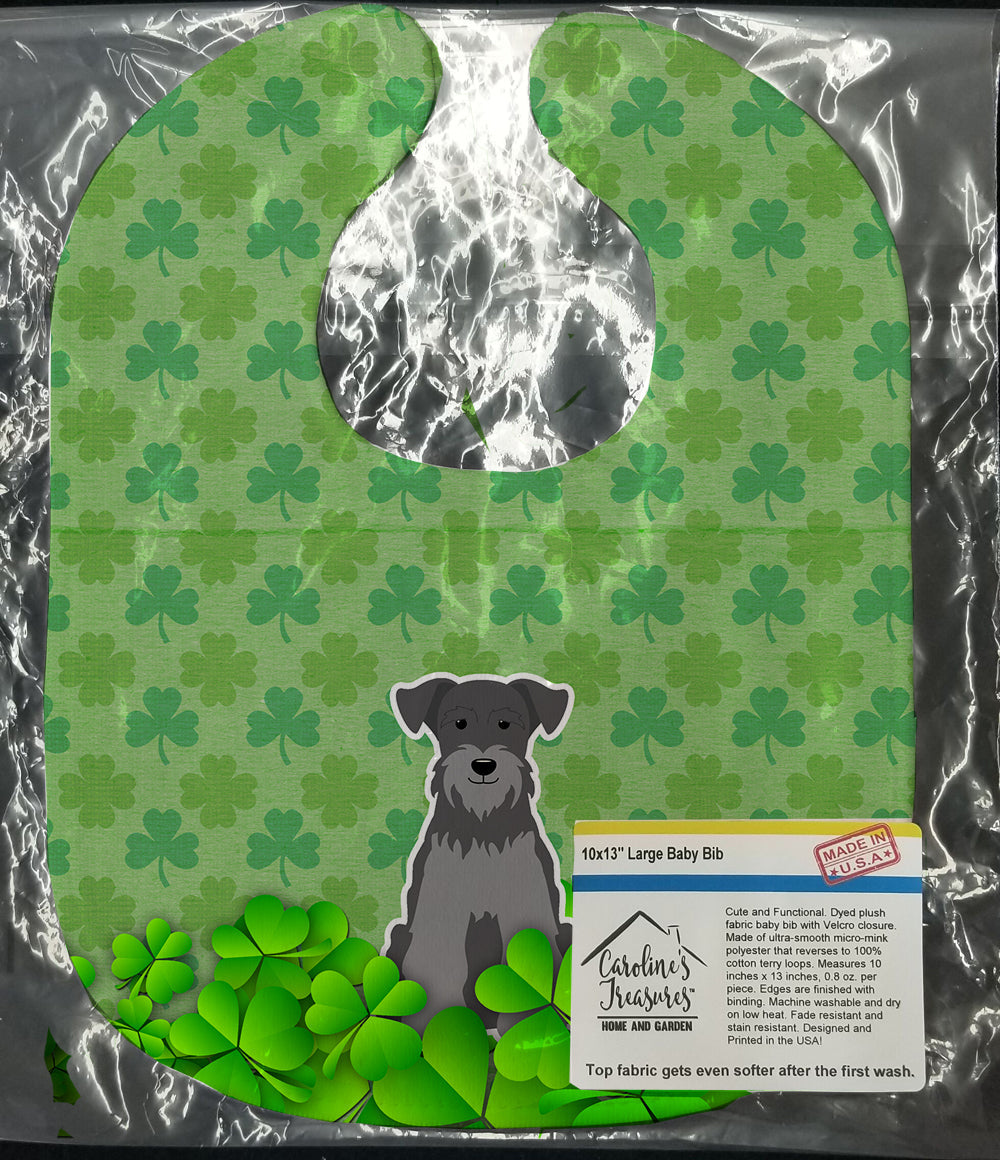 Miniature Schnauzer Black Silver Shamrocks Baby Bib Easy-Clean Baby Bib Baby Feeding Accessory Baby Mealtime Essential, 10 x 13, Multicolor