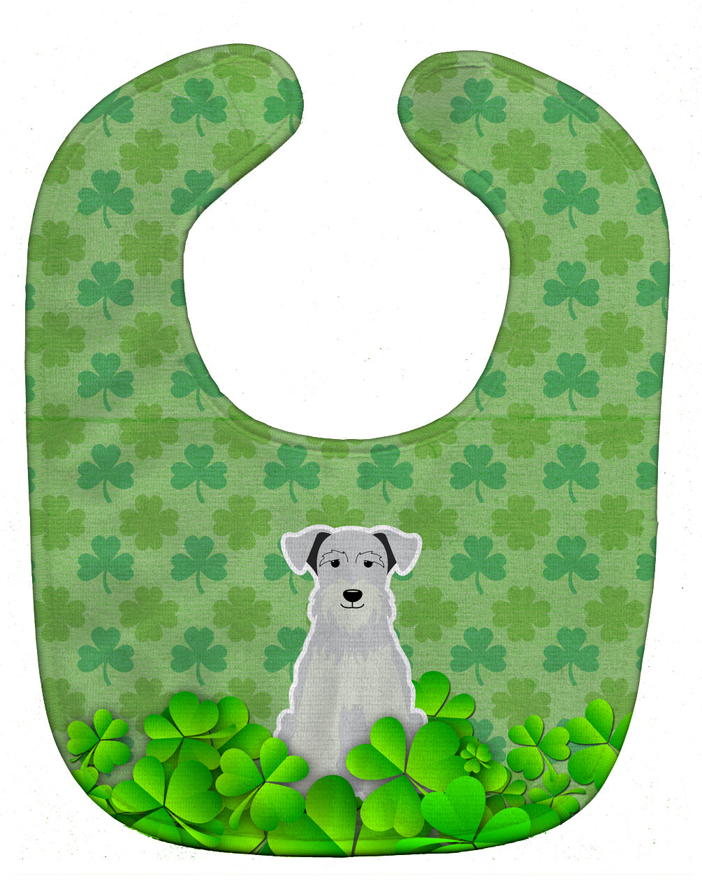 Miniature Schnauzer White Shamrocks Baby Bib Easy-Clean Baby Bib Baby Feeding Accessory Baby Mealtime Essential, 10 x 13, Multicolor