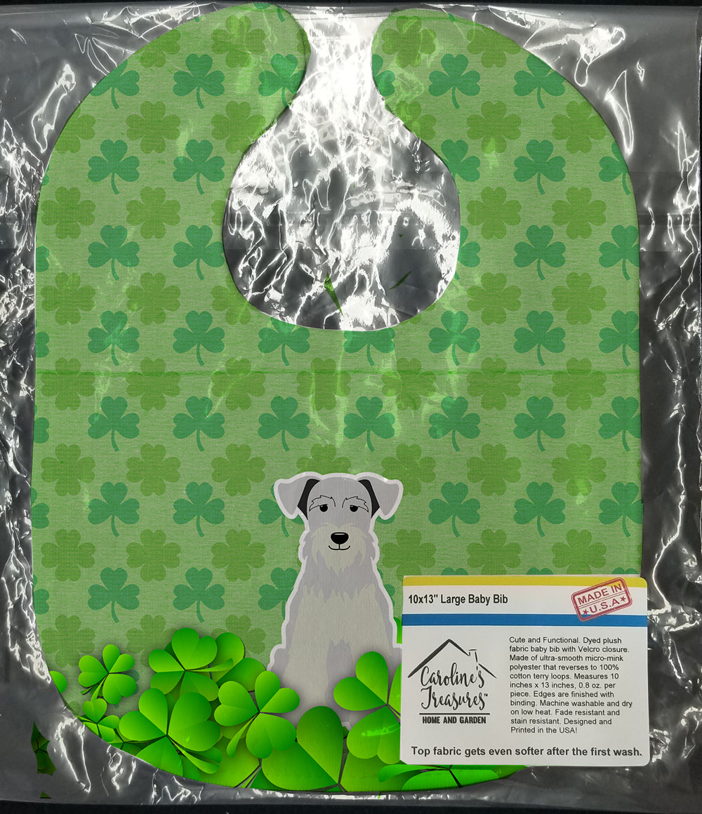Miniature Schnauzer White Shamrocks Baby Bib Easy-Clean Baby Bib Baby Feeding Accessory Baby Mealtime Essential, 10 x 13, Multicolor