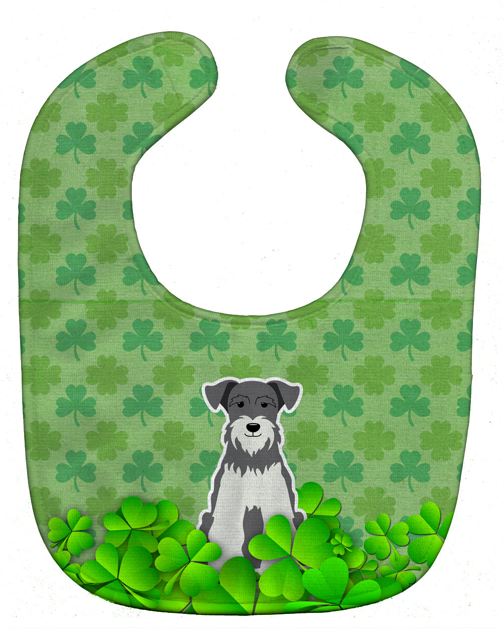 Miniature Schnauzer Salt and Pepper Shamrocks Baby Bib Easy-Clean Baby Bib Baby Feeding Accessory Baby Mealtime Essential, 10 x 13, Multicolor