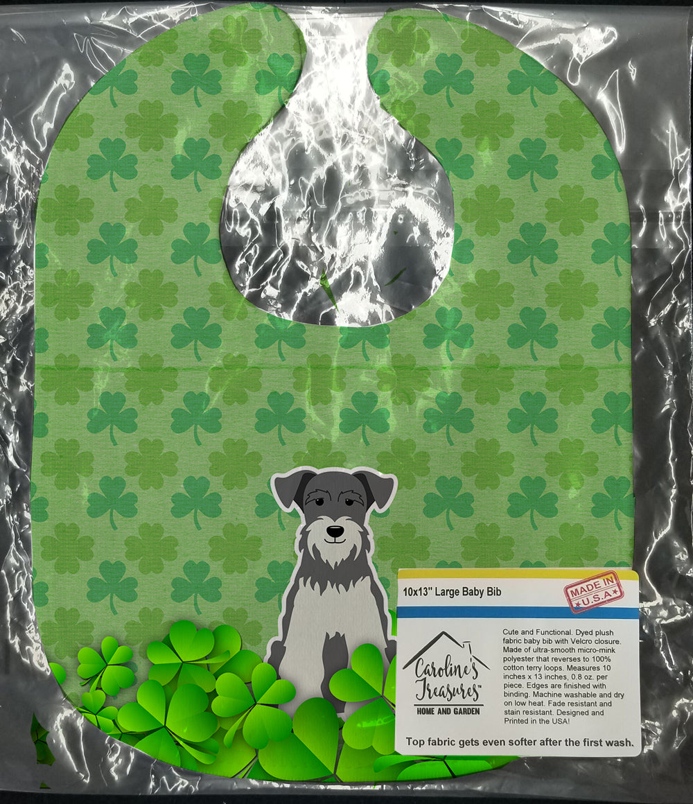 Miniature Schnauzer Salt and Pepper Shamrocks Baby Bib Easy-Clean Baby Bib Baby Feeding Accessory Baby Mealtime Essential, 10 x 13, Multicolor