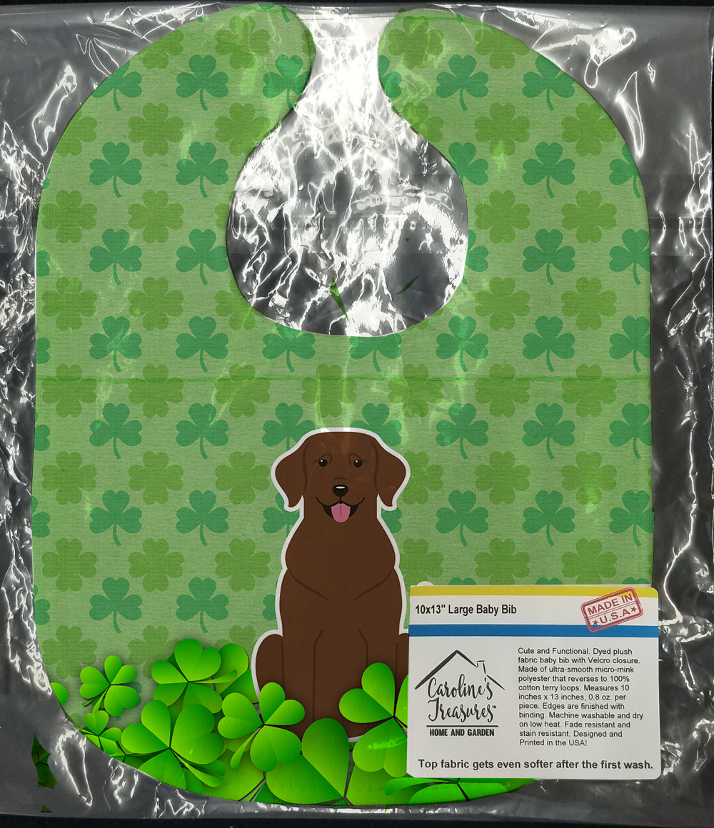 Chocolate Labrador Shamrocks Baby Bib Easy-Clean Baby Bib Baby Feeding Accessory Baby Mealtime Essential, 10 x 13, Multicolor