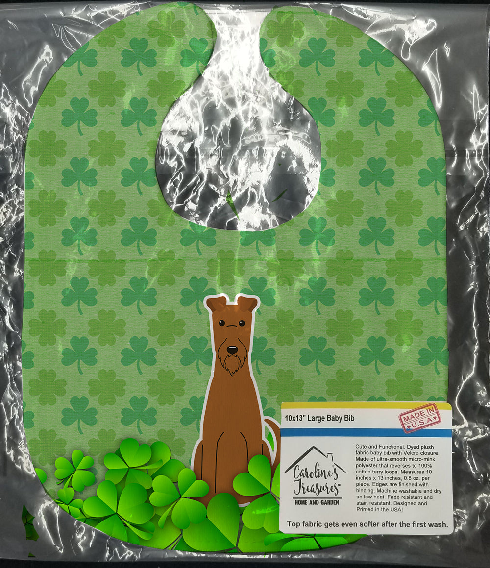 Irish Terrier Shamrocks Baby Bib Easy-Clean Baby Bib Baby Feeding Accessory Baby Mealtime Essential, 10 x 13, Multicolor