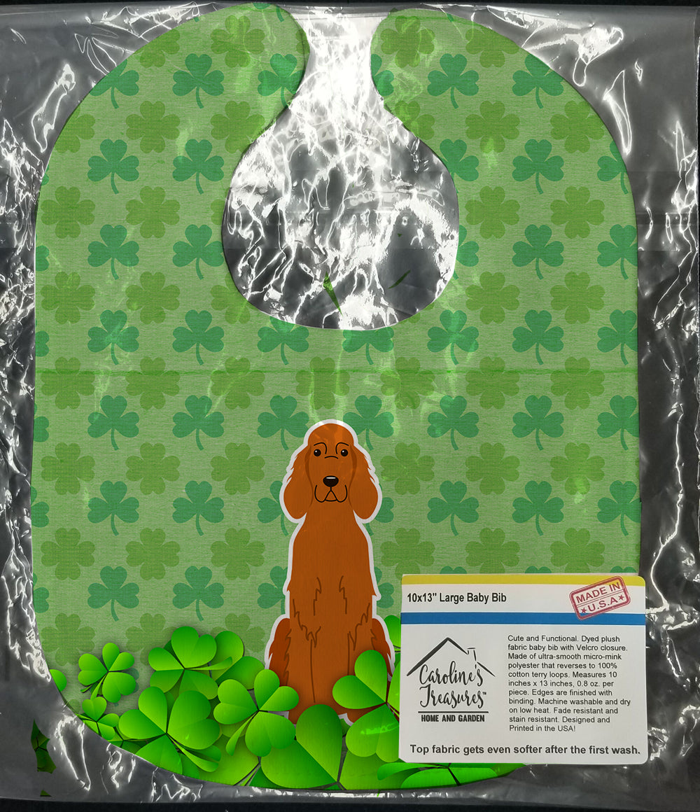 Irish Setter Shamrocks Baby Bib Easy-Clean Baby Bib Baby Feeding Accessory Baby Mealtime Essential, 10 x 13, Multicolor