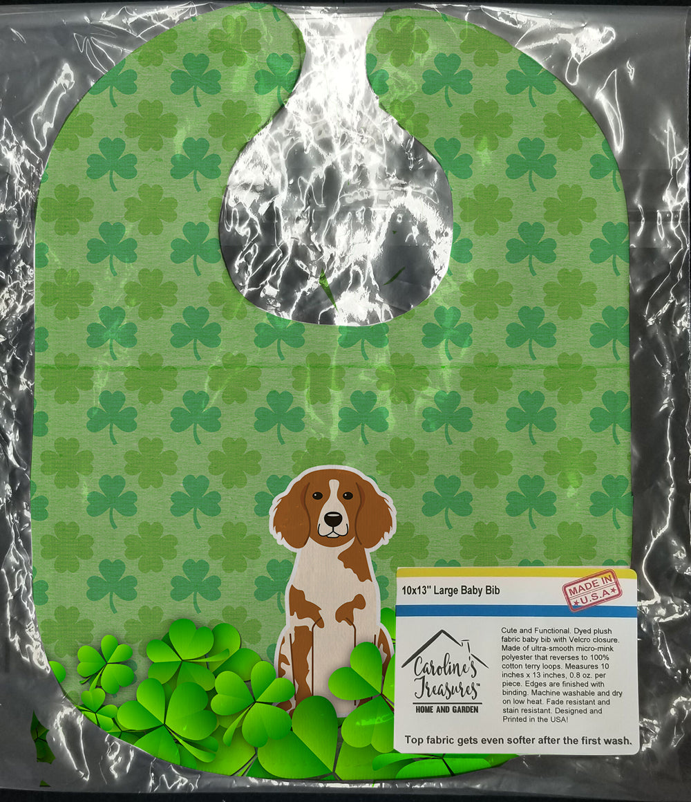 Brittany Spaniel Shamrocks Baby Bib Easy-Clean Baby Bib Baby Feeding Accessory Baby Mealtime Essential, 10 x 13, Multicolor