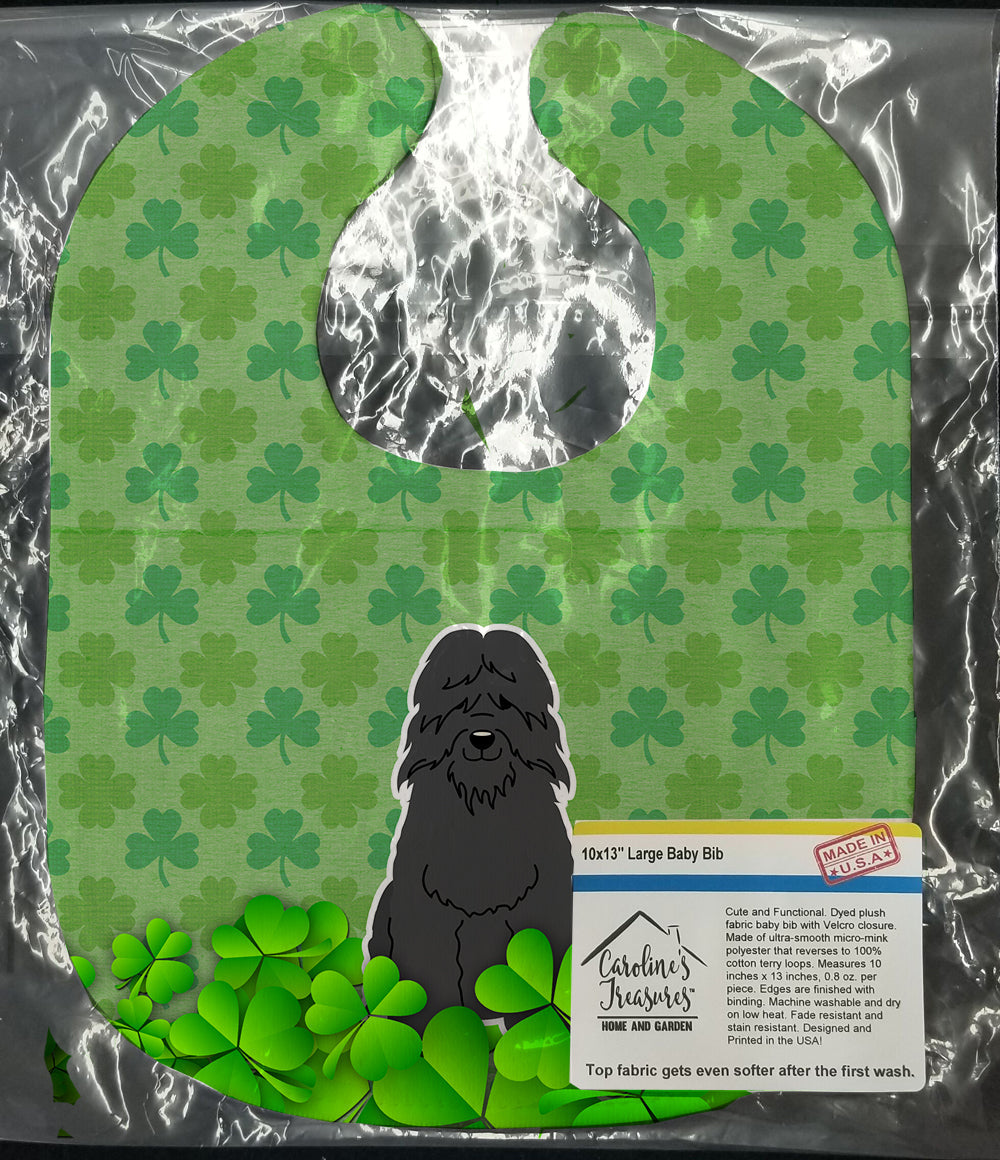 Bouvier des Flandres Shamrocks Baby Bib Easy-Clean Baby Bib Baby Feeding Accessory Baby Mealtime Essential, 10 x 13, Multicolor