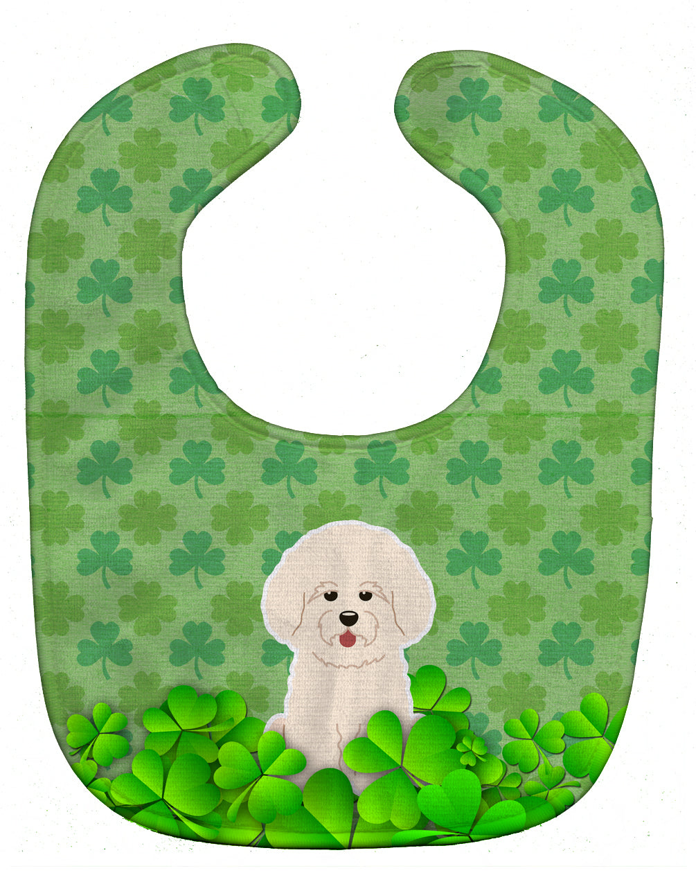 Bichon Frise Shamrocks Baby Bib Easy-Clean Baby Bib Baby Feeding Accessory Baby Mealtime Essential, 10 x 13, Multicolor