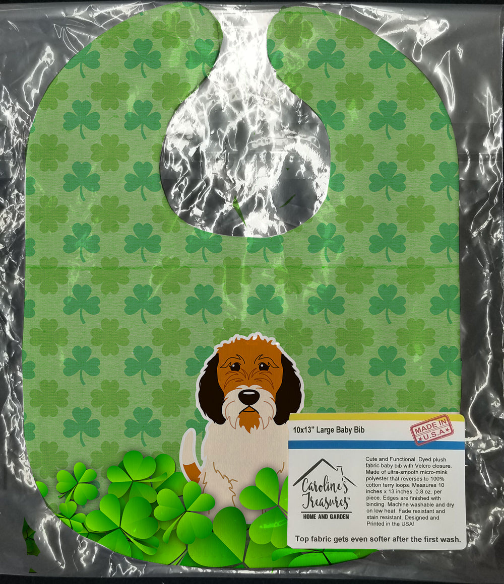 Petit Basset Griffon Veenden Shamrocks Baby Bib Easy-Clean Baby Bib Baby Feeding Accessory Baby Mealtime Essential, 10 x 13, Multicolor