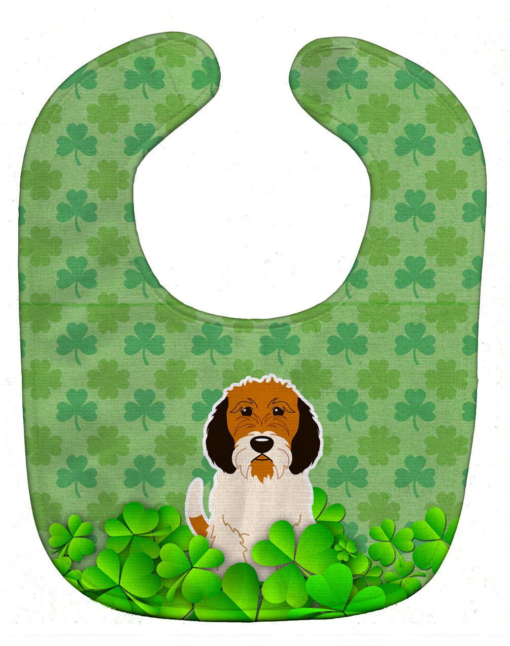Petit Basset Griffon Veenden Shamrocks Baby Bib Easy-Clean Baby Bib Baby Feeding Accessory Baby Mealtime Essential, 10 x 13, Multicolor