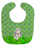 Shih Tzu Silver White Shamrocks Baby Bib Easy-Clean Baby Bib Baby Feeding Accessory Baby Mealtime Essential, 10 x 13, Multicolor