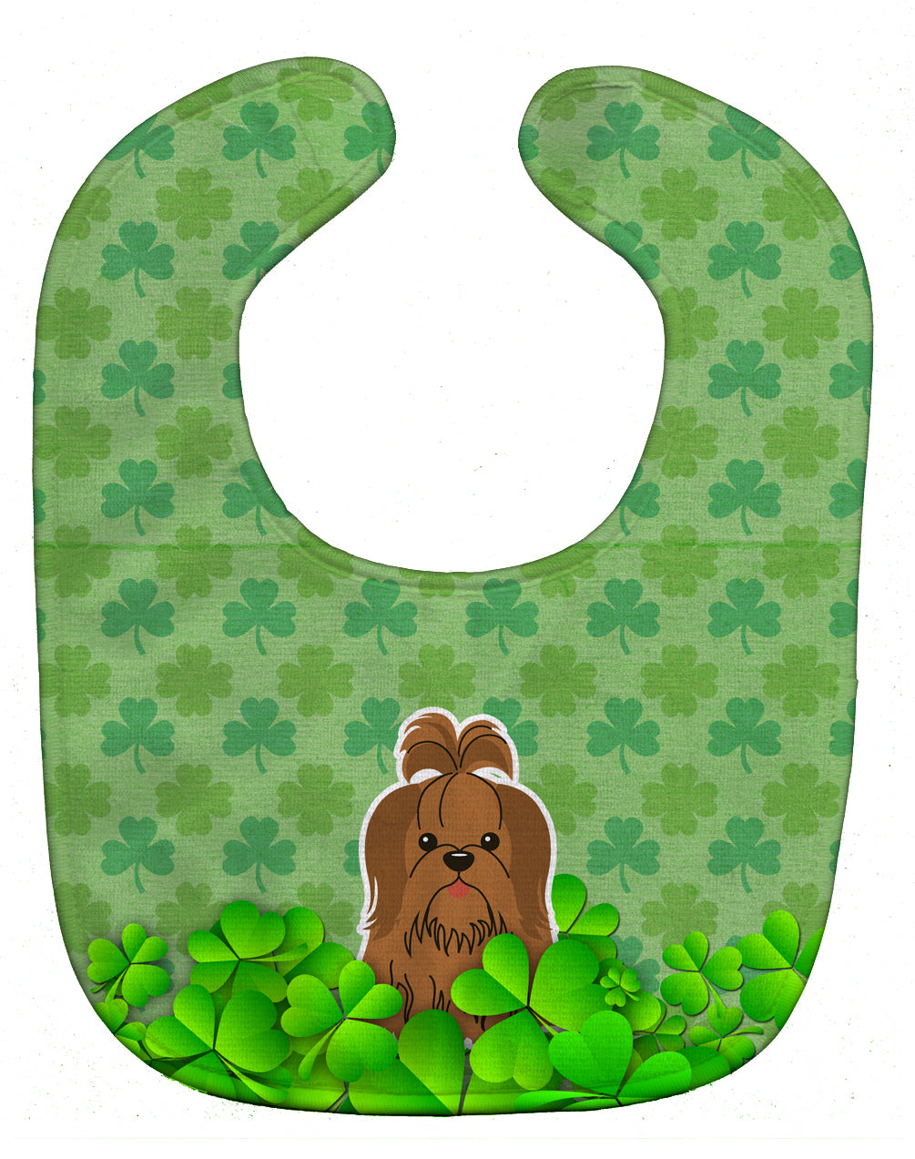 Shih Tzu Silver Chocolate Shamrocks Baby Bib Easy-Clean Baby Bib Baby Feeding Accessory Baby Mealtime Essential, 10 x 13, Multicolor