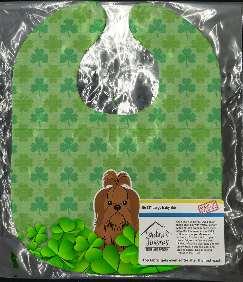 Shih Tzu Silver Chocolate Shamrocks Baby Bib Easy-Clean Baby Bib Baby Feeding Accessory Baby Mealtime Essential, 10 x 13, Multicolor