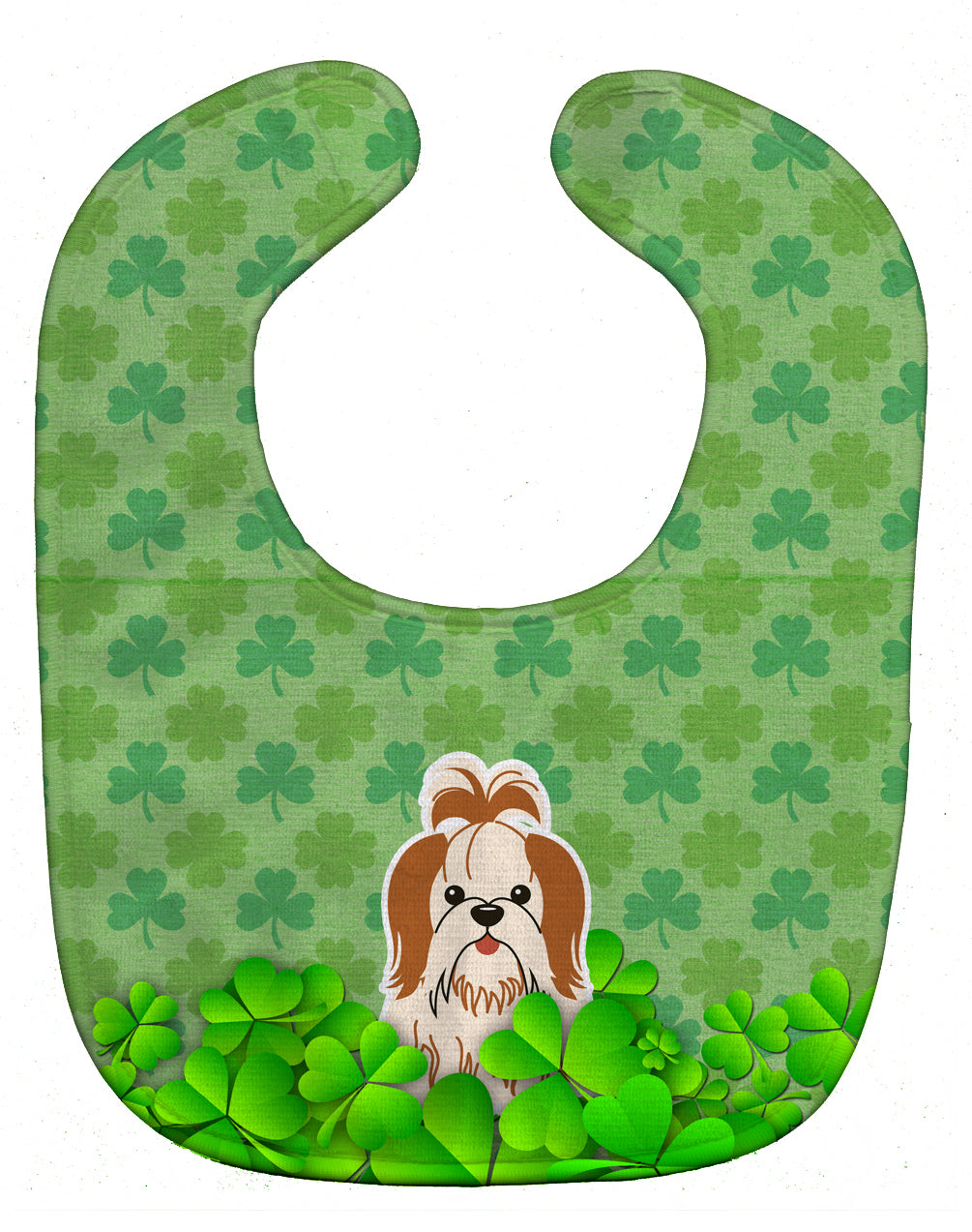 Shih Tzu Red White Shamrocks Baby Bib Easy-Clean Baby Bib Baby Feeding Accessory Baby Mealtime Essential, 10 x 13, Multicolor