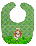 Shih Tzu Red White Shamrocks Baby Bib Easy-Clean Baby Bib Baby Feeding Accessory Baby Mealtime Essential, 10 x 13, Multicolor