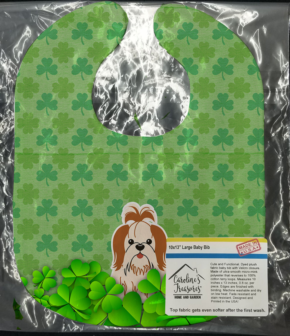 Shih Tzu Red White Shamrocks Baby Bib Easy-Clean Baby Bib Baby Feeding Accessory Baby Mealtime Essential, 10 x 13, Multicolor