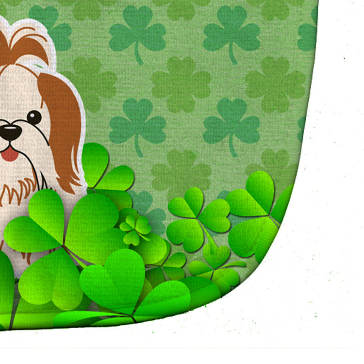 Shih Tzu Red White Shamrocks Baby Bib Easy-Clean Baby Bib Baby Feeding Accessory Baby Mealtime Essential, 10 x 13, Multicolor