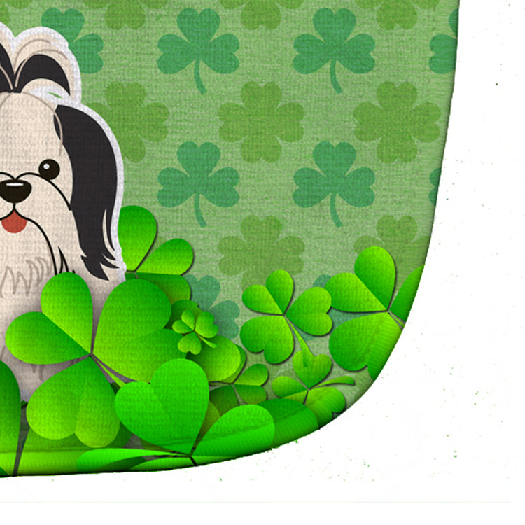 Shih Tzu Black White Shamrocks Baby Bib Easy-Clean Baby Bib Baby Feeding Accessory Baby Mealtime Essential, 10 x 13, Multicolor