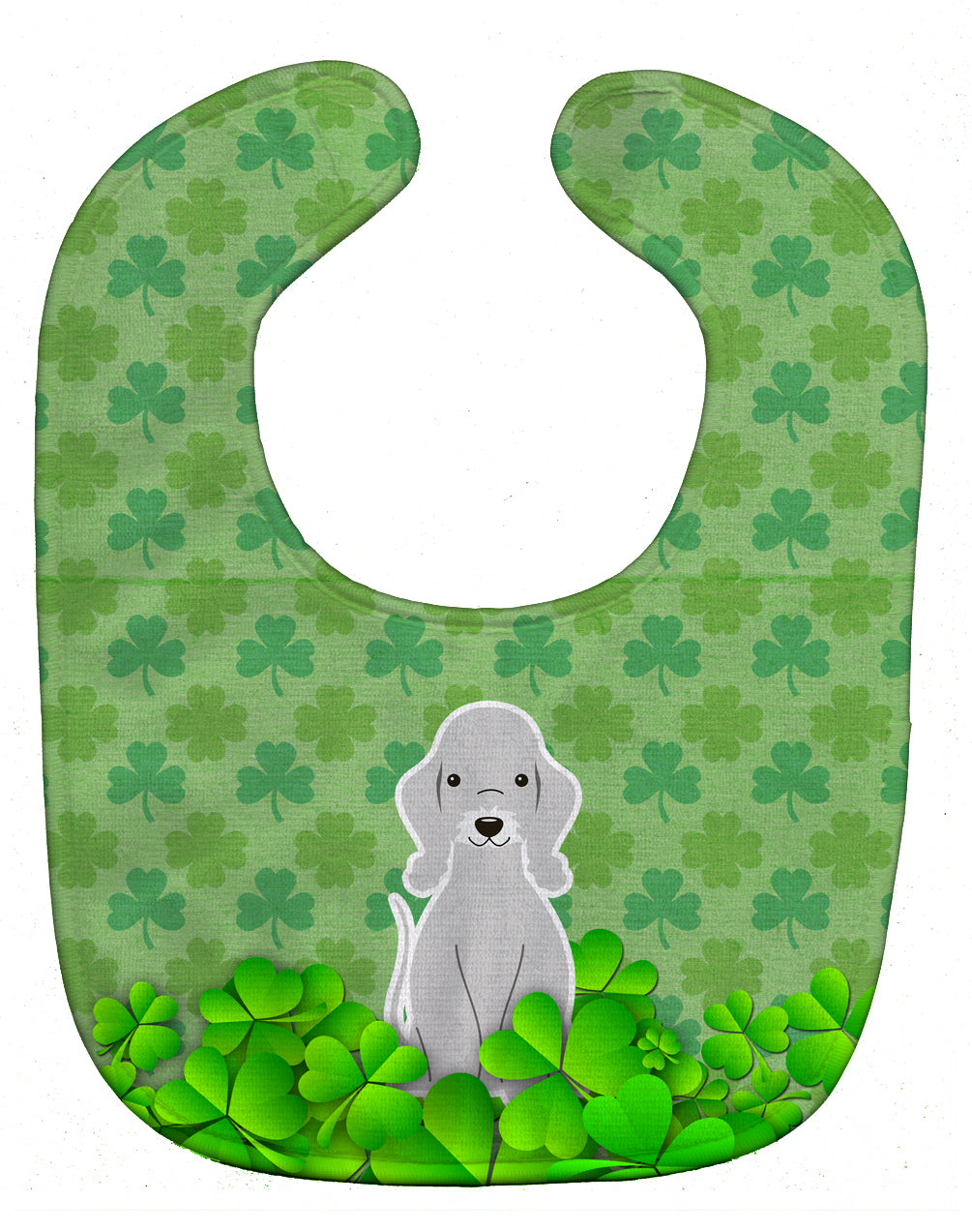 Bedlington Terrier Blue Shamrocks Baby Bib Easy-Clean Baby Bib Baby Feeding Accessory Baby Mealtime Essential, 10 x 13, Multicolor