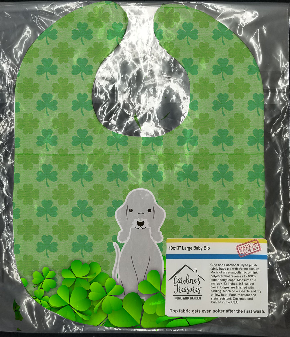 Bedlington Terrier Blue Shamrocks Baby Bib Easy-Clean Baby Bib Baby Feeding Accessory Baby Mealtime Essential, 10 x 13, Multicolor