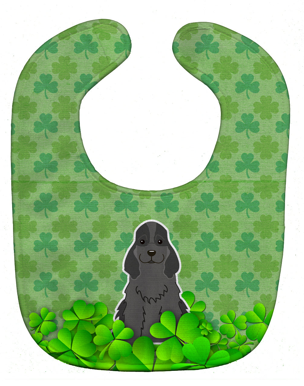 Cocker Spaniel Black Shamrocks Baby Bib Easy-Clean Baby Bib Baby Feeding Accessory Baby Mealtime Essential, 10 x 13, Multicolor