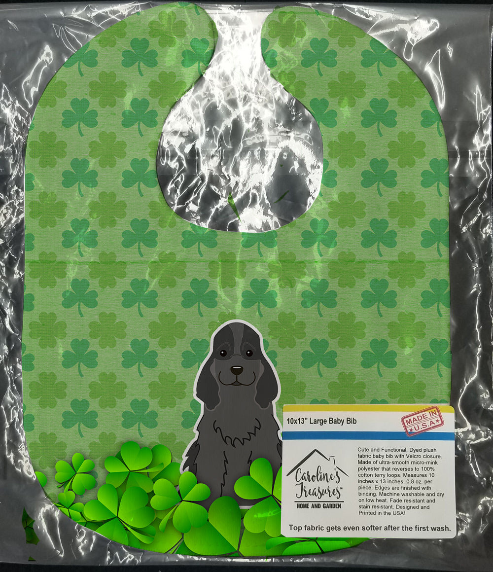Cocker Spaniel Black Shamrocks Baby Bib Easy-Clean Baby Bib Baby Feeding Accessory Baby Mealtime Essential, 10 x 13, Multicolor