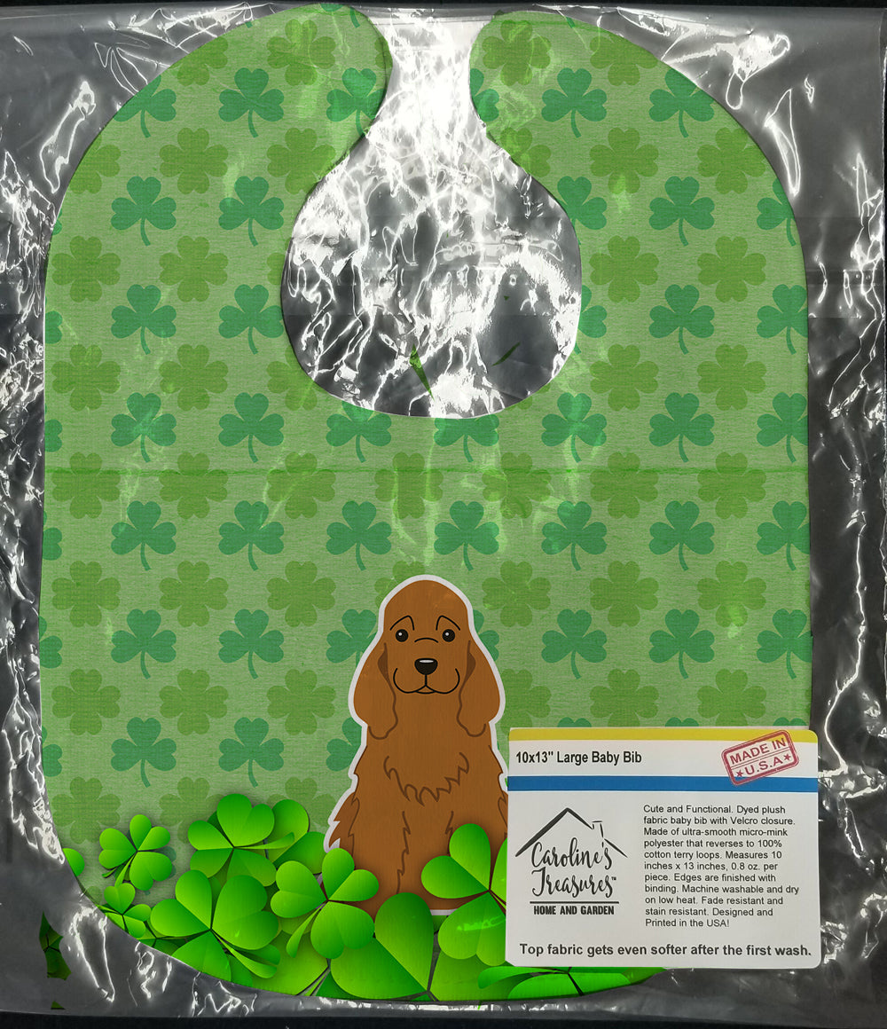 Cocker Spaniel Red Shamrocks Baby Bib Easy-Clean Baby Bib Baby Feeding Accessory Baby Mealtime Essential, 10 x 13, Multicolor