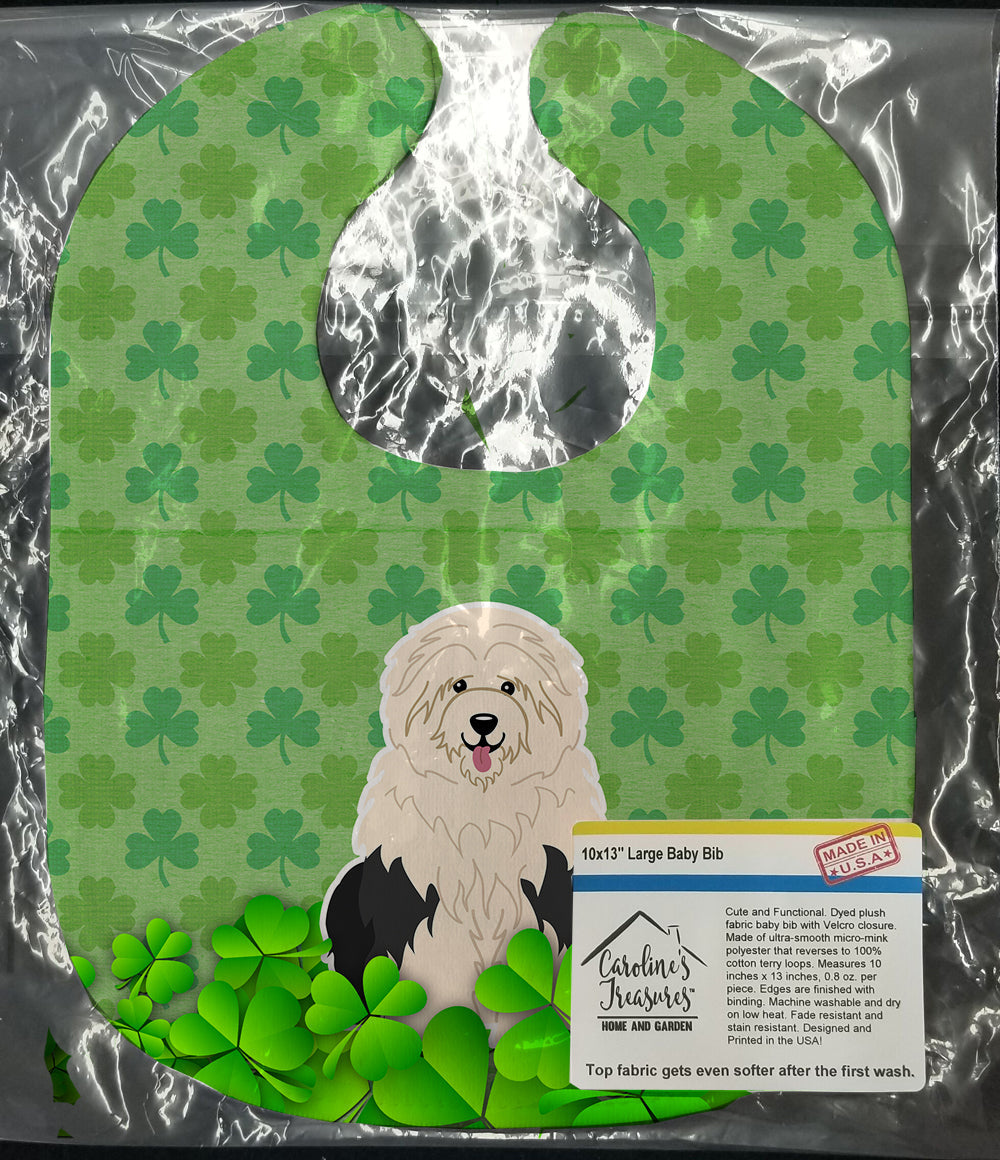 Old English Sheepdog Shamrocks Baby Bib Easy-Clean Baby Bib Baby Feeding Accessory Baby Mealtime Essential, 10 x 13, Multicolor