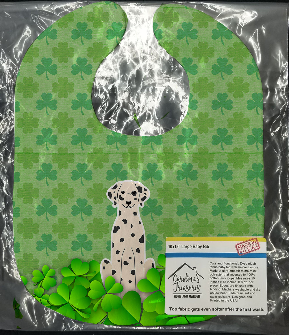 Dalmatian Shamrocks Baby Bib Easy-Clean Baby Bib Baby Feeding Accessory Baby Mealtime Essential, 10 x 13, Multicolor