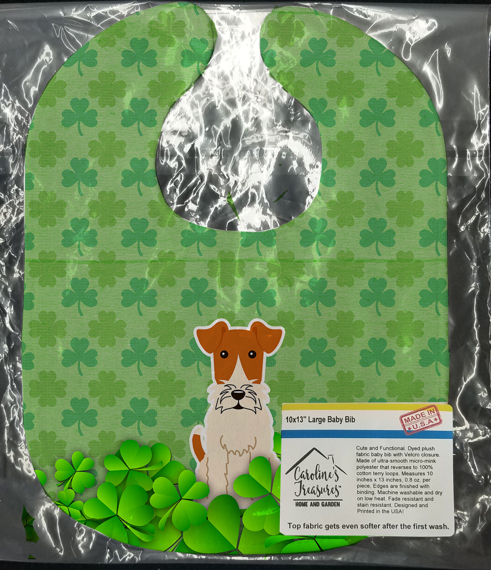 Wire Fox Terrier Shamrocks Baby Bib Easy-Clean Baby Bib Baby Feeding Accessory Baby Mealtime Essential, 10 x 13, Multicolor