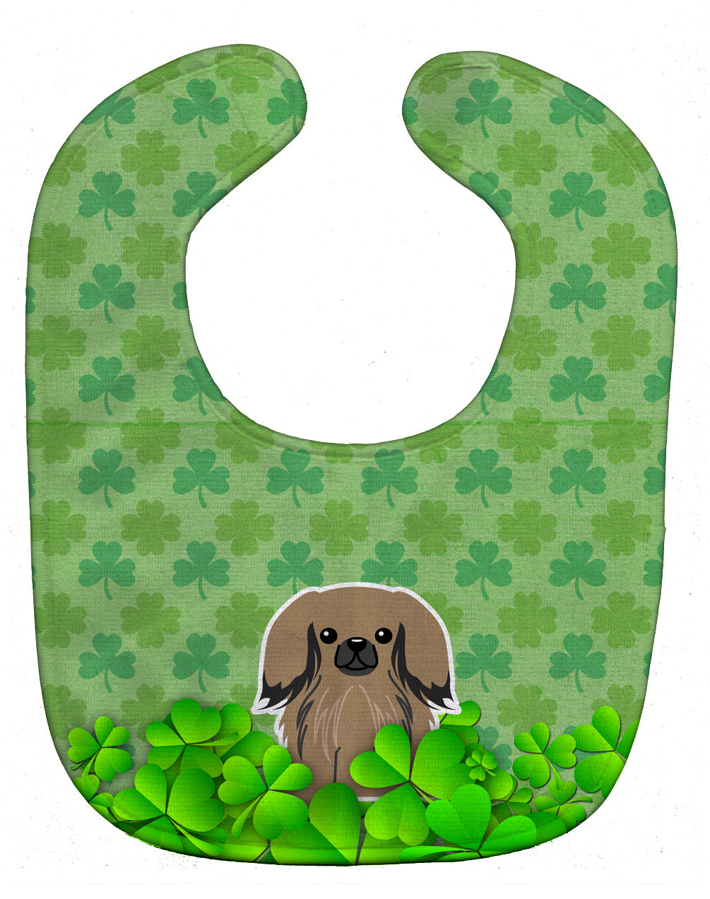 Pekingese Tan Shamrocks Baby Bib Easy-Clean Baby Bib Baby Feeding Accessory Baby Mealtime Essential, 10 x 13, Multicolor