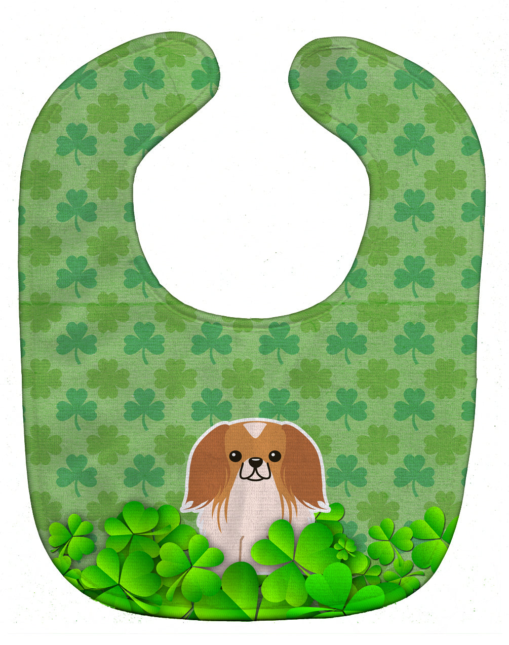 Pekingese Red White Shamrocks Baby Bib Easy-Clean Baby Bib Baby Feeding Accessory Baby Mealtime Essential, 10 x 13, Multicolor