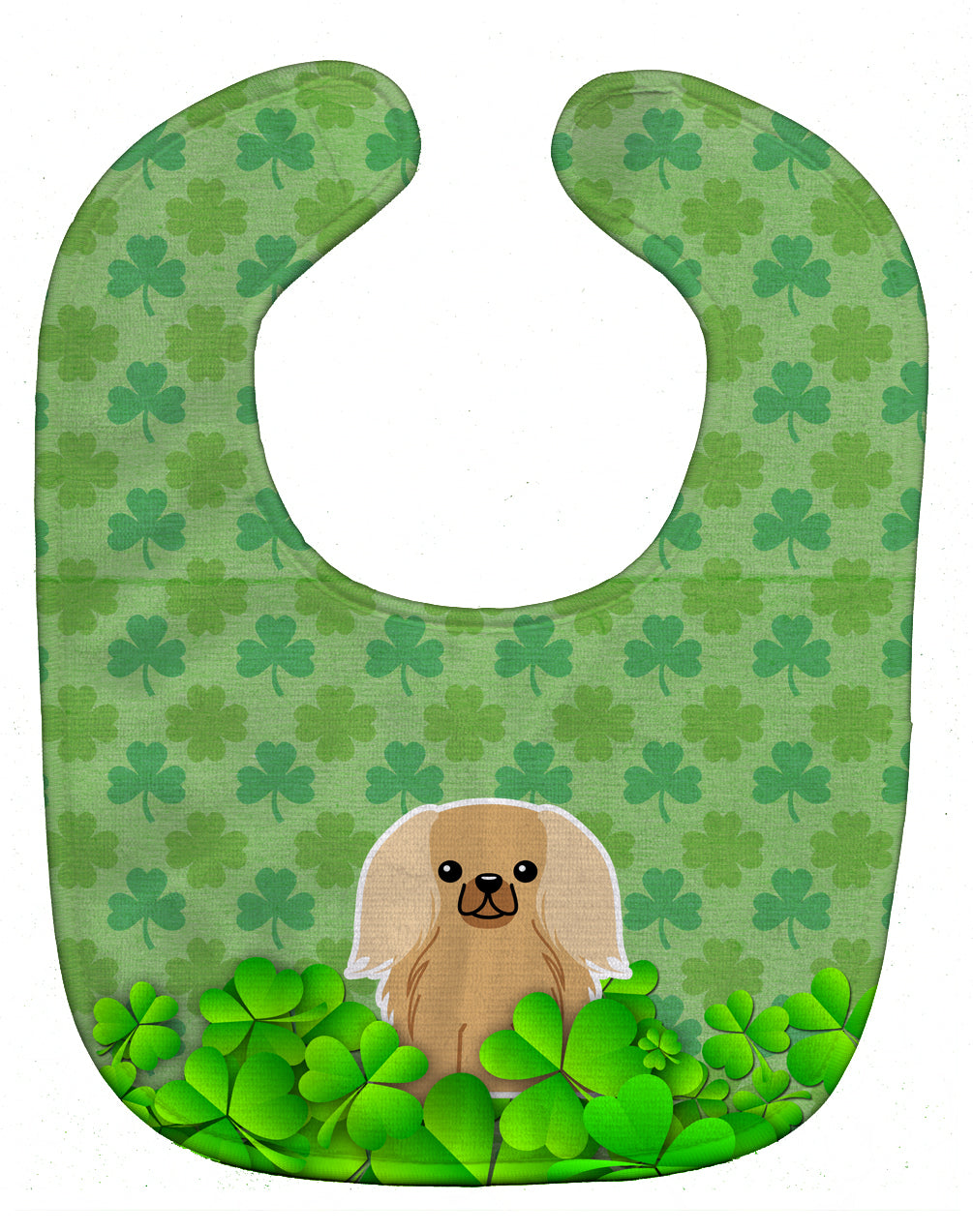 Pekingese Fawn Sable Shamrocks Baby Bib Easy-Clean Baby Bib Baby Feeding Accessory Baby Mealtime Essential, 10 x 13, Multicolor