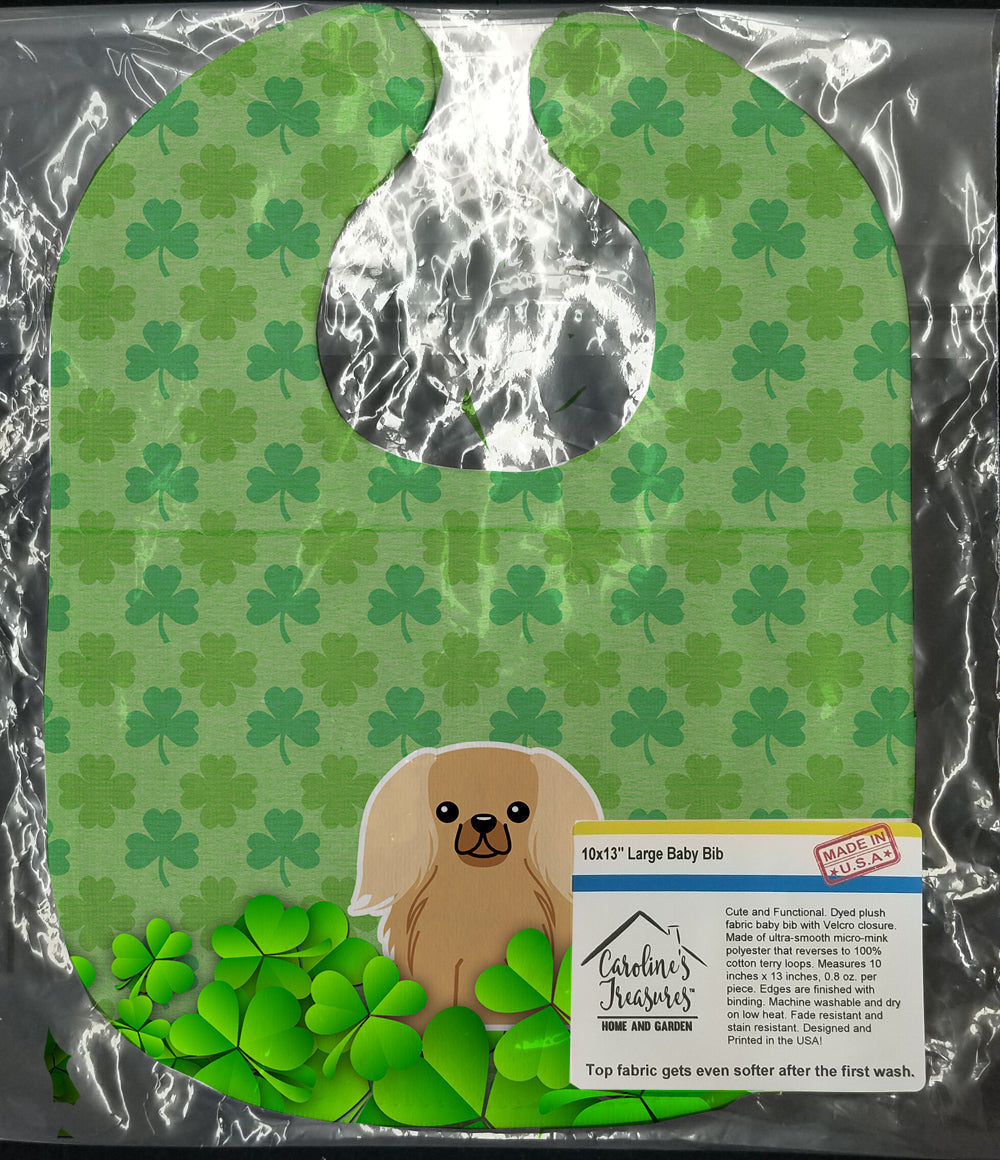 Pekingese Fawn Sable Shamrocks Baby Bib Easy-Clean Baby Bib Baby Feeding Accessory Baby Mealtime Essential, 10 x 13, Multicolor
