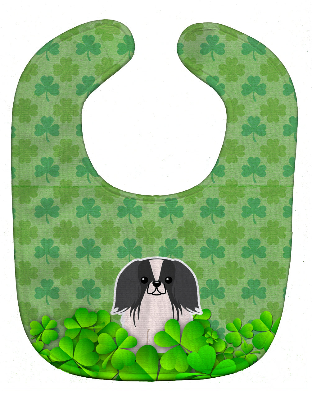 Pekingese Black White Shamrocks Baby Bib Easy-Clean Baby Bib Baby Feeding Accessory Baby Mealtime Essential, 10 x 13, Multicolor