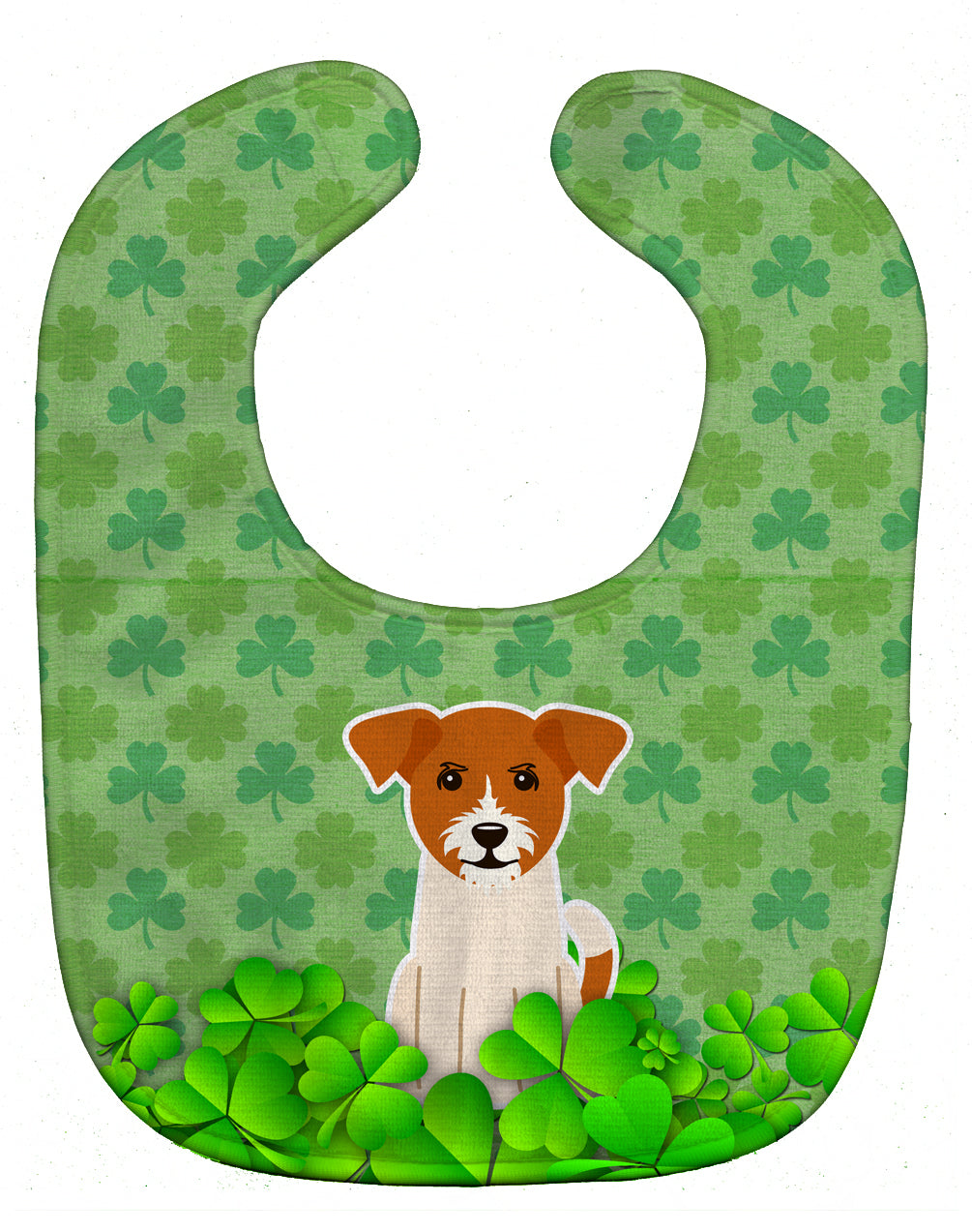 Jack Russell Terrier Shamrocks Baby Bib Easy-Clean Baby Bib Baby Feeding Accessory Baby Mealtime Essential, 10 x 13, Multicolor
