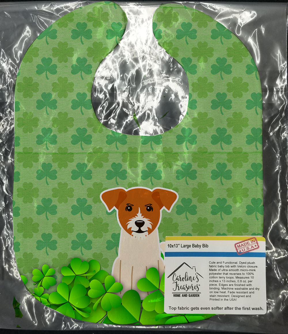 Jack Russell Terrier Shamrocks Baby Bib Easy-Clean Baby Bib Baby Feeding Accessory Baby Mealtime Essential, 10 x 13, Multicolor