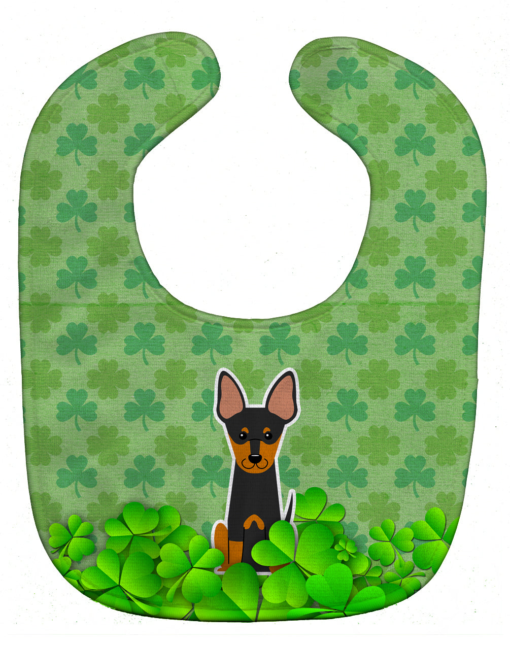 English Toy Terrier Shamrocks Baby Bib Easy-Clean Baby Bib Baby Feeding Accessory Baby Mealtime Essential, 10 x 13, Multicolor