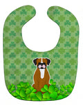 Flashy Fawn Boxer Shamrocks Baby Bib Easy-Clean Baby Bib Baby Feeding Accessory Baby Mealtime Essential, 10 x 13, Multicolor