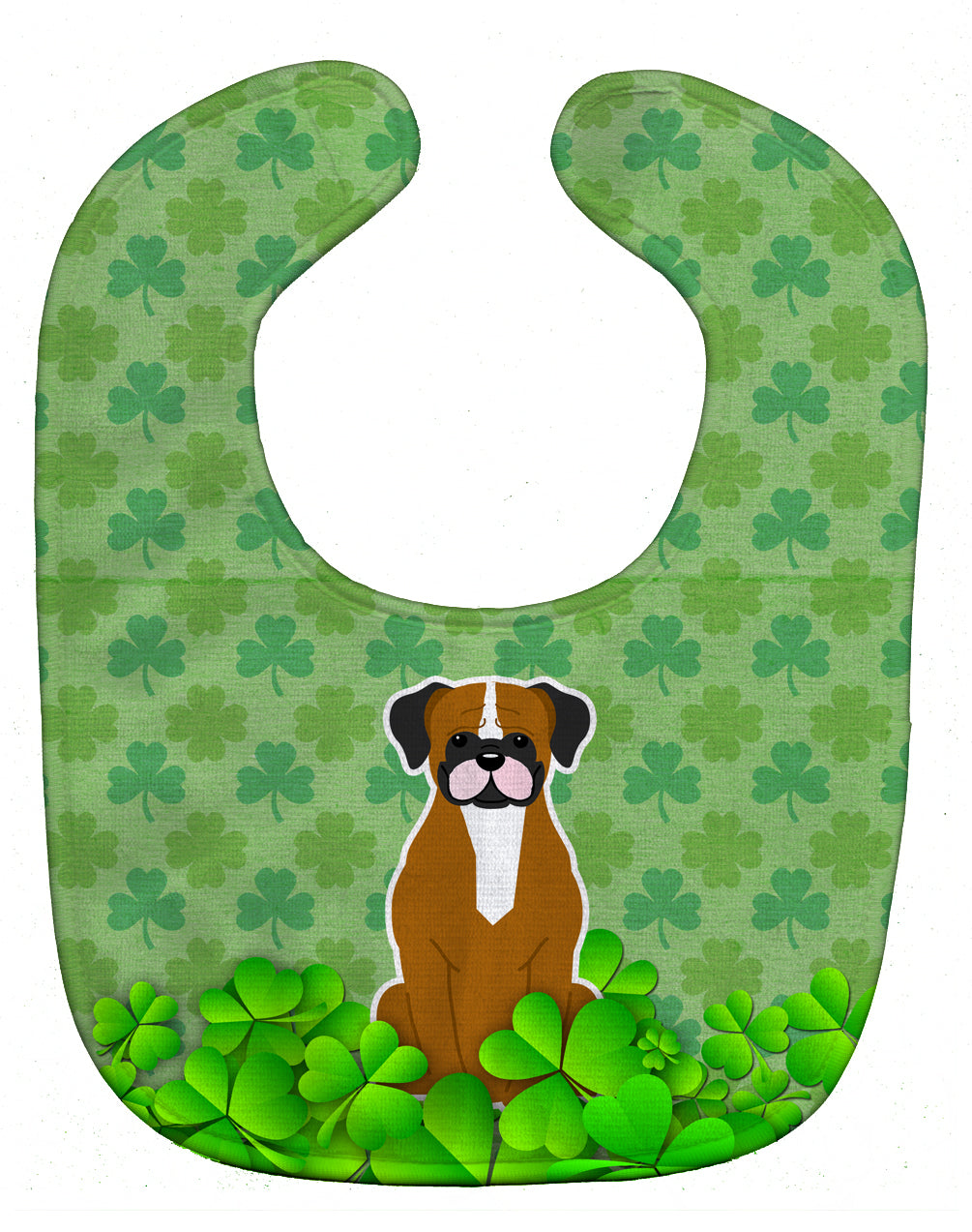 Flashy Fawn Boxer Shamrocks Baby Bib Easy-Clean Baby Bib Baby Feeding Accessory Baby Mealtime Essential, 10 x 13, Multicolor