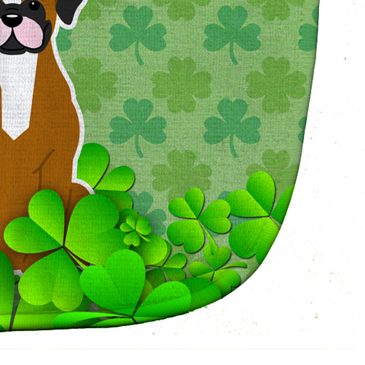 Flashy Fawn Boxer Shamrocks Baby Bib Easy-Clean Baby Bib Baby Feeding Accessory Baby Mealtime Essential, 10 x 13, Multicolor