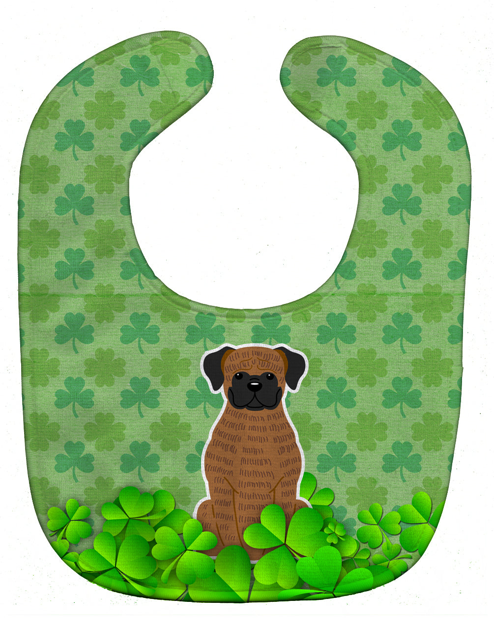 Brindle Boxer Shamrocks Baby Bib Easy-Clean Baby Bib Baby Feeding Accessory Baby Mealtime Essential, 10 x 13, Multicolor